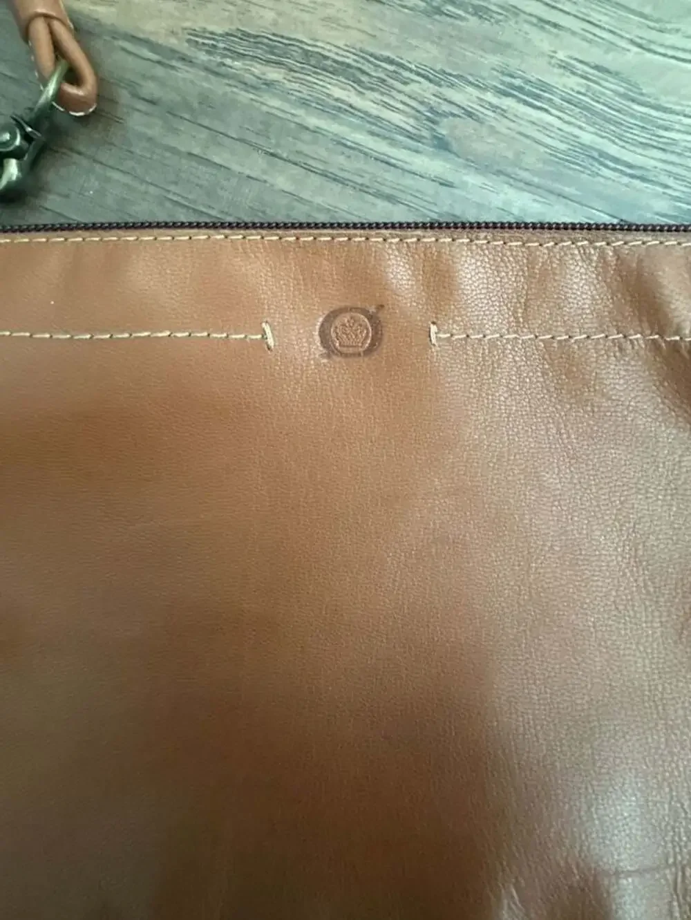 Born Chestnut Leather Zip-Close Wristlet Pouch